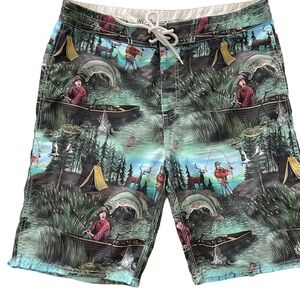 Element Brand Fishing Pattern Board Shorts